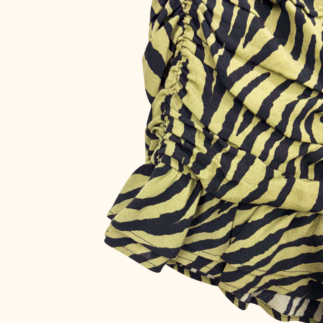 Zara Green Zebra Print Ruffle Mini Skirt - Size Small