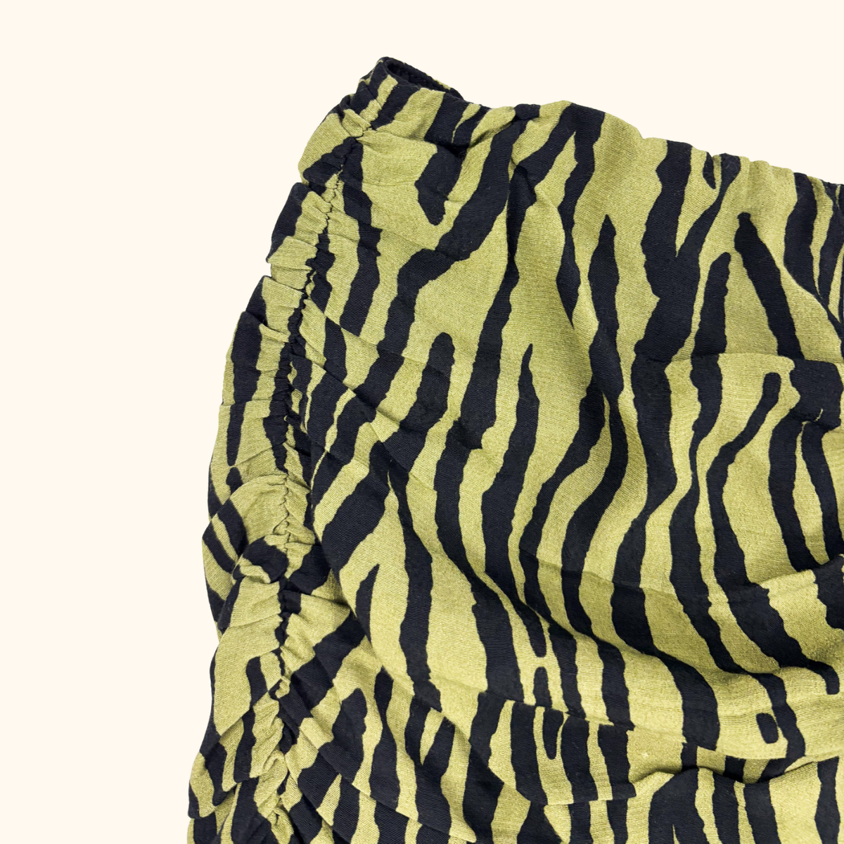 Zara Green Zebra Print Ruffle Mini Skirt - Size Small
