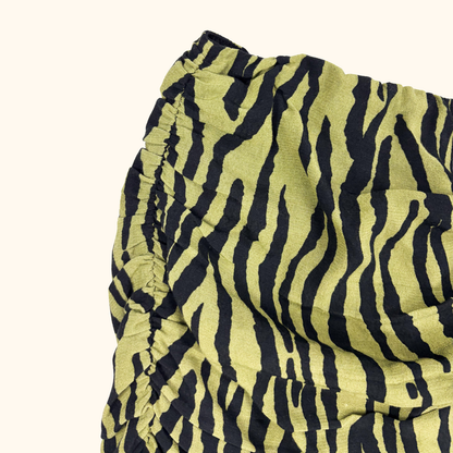 Zara Green Zebra Print Ruffle Mini Skirt - Size Small