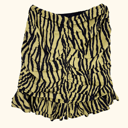Zara Green Zebra Print Ruffle Mini Skirt - Size Small Zara