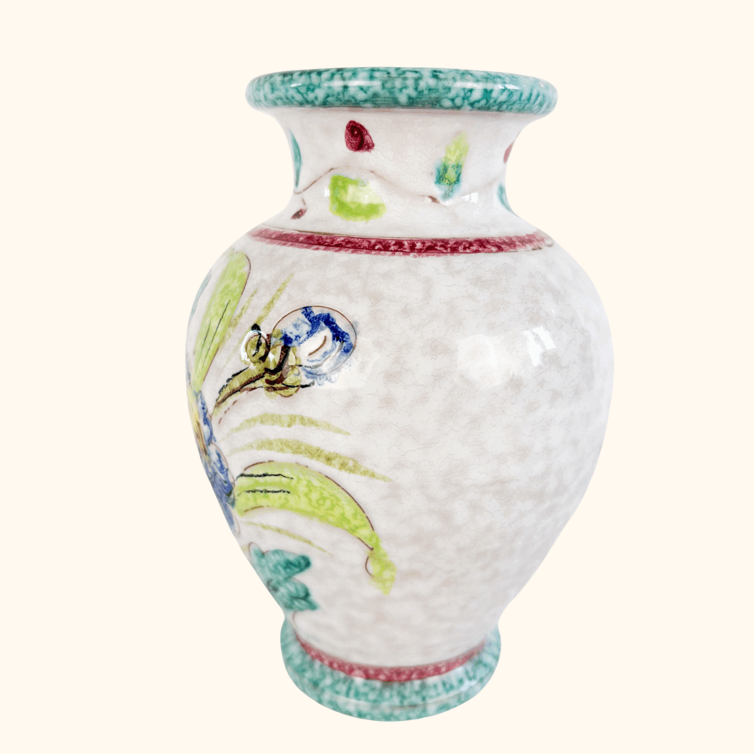 Small Vintage Italian Floral Vase Ceramic Majolica Vase Sunshine Thrift