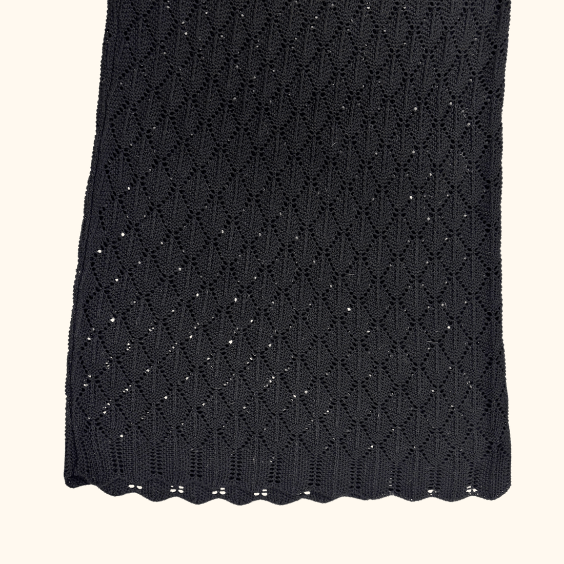 Black Crochet Scallop Maxi Skirt - Size Medium Sunshine Thrift