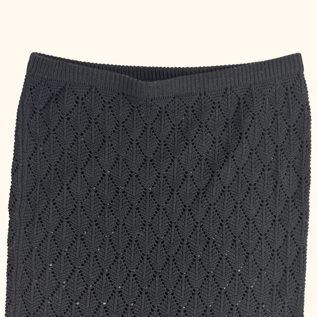 Black Crochet Scallop Maxi Skirt - Size Medium Sunshine Thrift