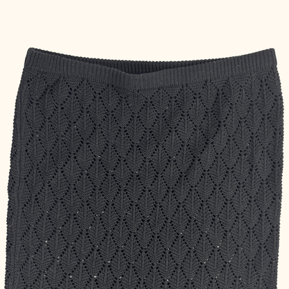 Black Crochet Scallop Maxi Skirt - Size Medium Sunshine Thrift