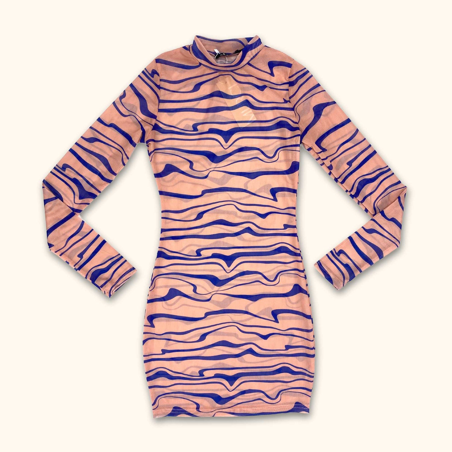 Murci Pink and Blue Bodycon Mesh Dress - Size 8 Sunshine Thrift Murci Pink and Blue Bodycon Mesh Dress - Size 8 Sunshine Thrift