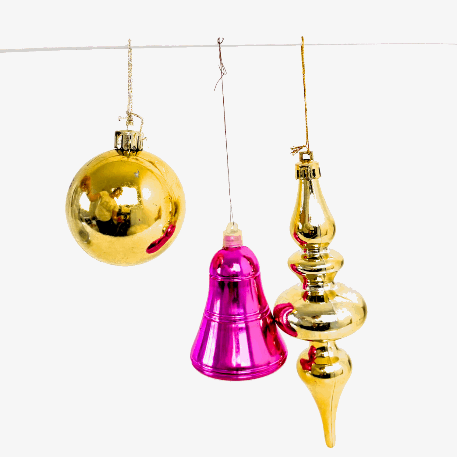 Pink and Gold Sparkle Baubles Mixed Set of 12 Sunshine Thrift