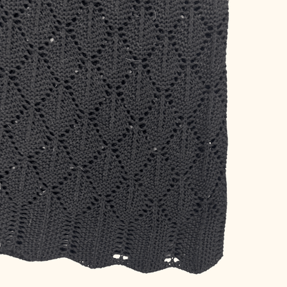 Black Crochet Scallop Maxi Skirt - Size Medium Sunshine Thrift