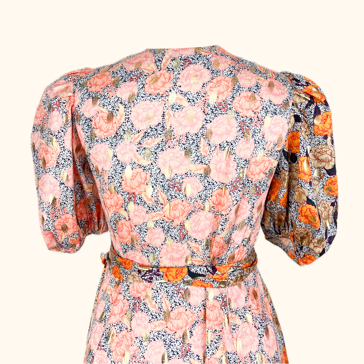 Never Fully Dressed Gold Floral Wrap Front Midi Dress – Sunshine