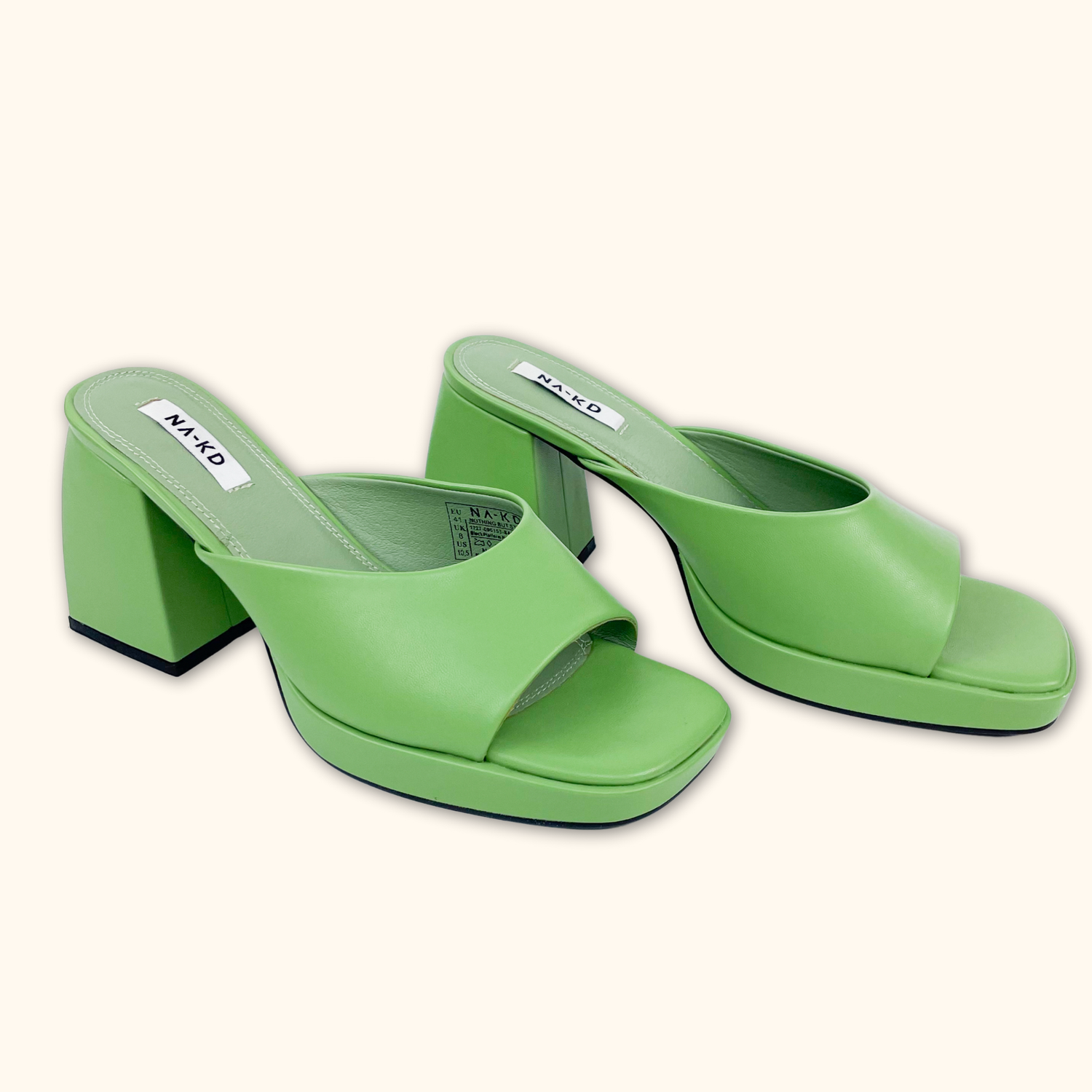 Na-kd Green Block Platform Heels - Size 8