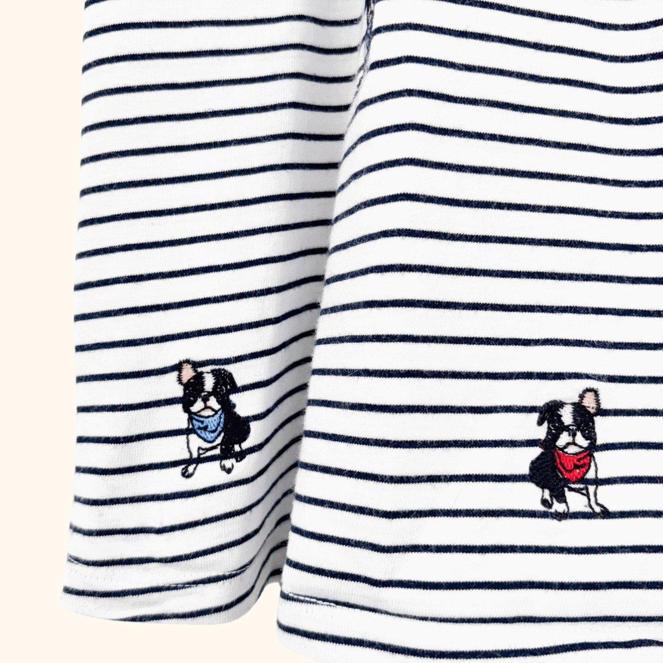 Laura Ashley Striped Embroidered Dog T-Shirt - Size 16 Laura Ashley