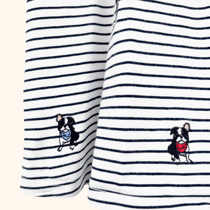 Laura Ashley Striped Embroidered Dog T-Shirt - Size 16 Laura Ashley