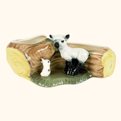 Hornsea Fauna Rabbit &amp; Lamb Log Posy Planter Hornsea