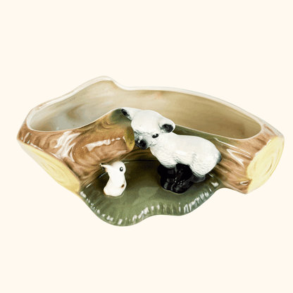Hornsea Fauna Rabbit &amp; Lamb Log Posy Planter Hornsea