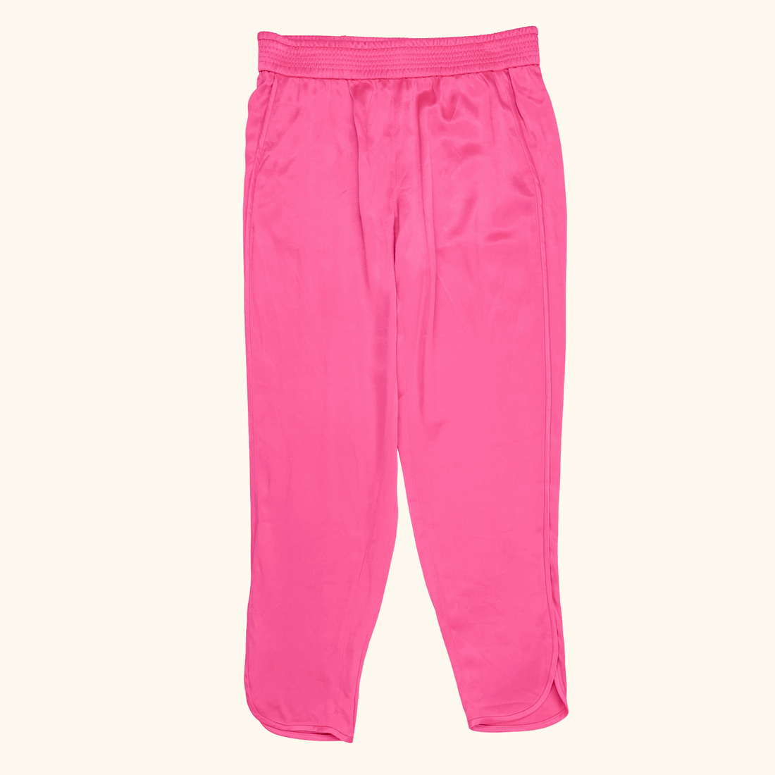 Zara Fuschia Pink Satin Cropped Trousers - Size Medium Zara