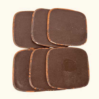 Vintage 1960s Egyptian Brown Leather Coasters - Set of 6 Sunshine Thrift