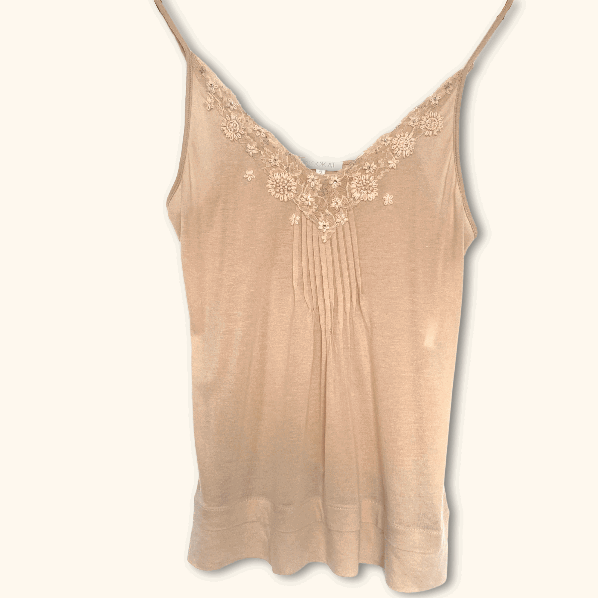 Y2K Floral Lace Cami Top Pink - Size Small - Sunshine Thrift - Tops
