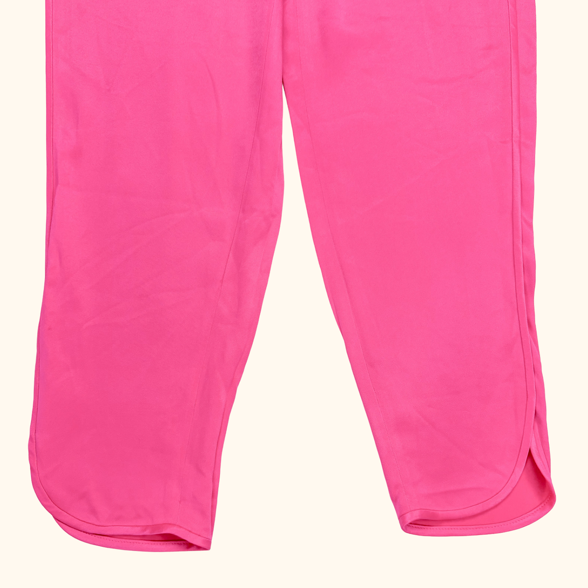 Zara Fuschia Pink Satin Cropped Trousers - Size Medium