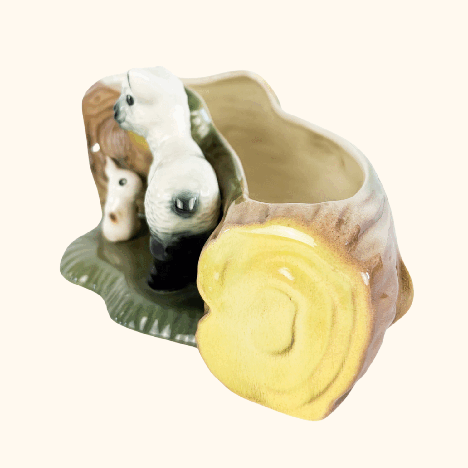 Hornsea Fauna Rabbit &amp; Lamb Log Posy Planter Hornsea