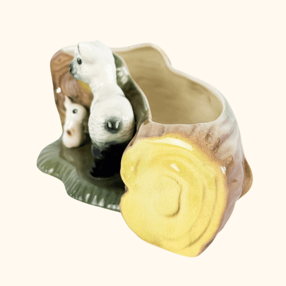 Hornsea Fauna Rabbit &amp; Lamb Log Posy Planter Hornsea