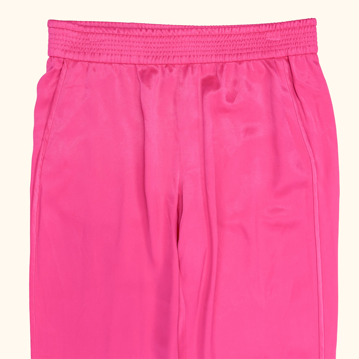 Zara Fuschia Pink Satin Cropped Trousers - Size Medium