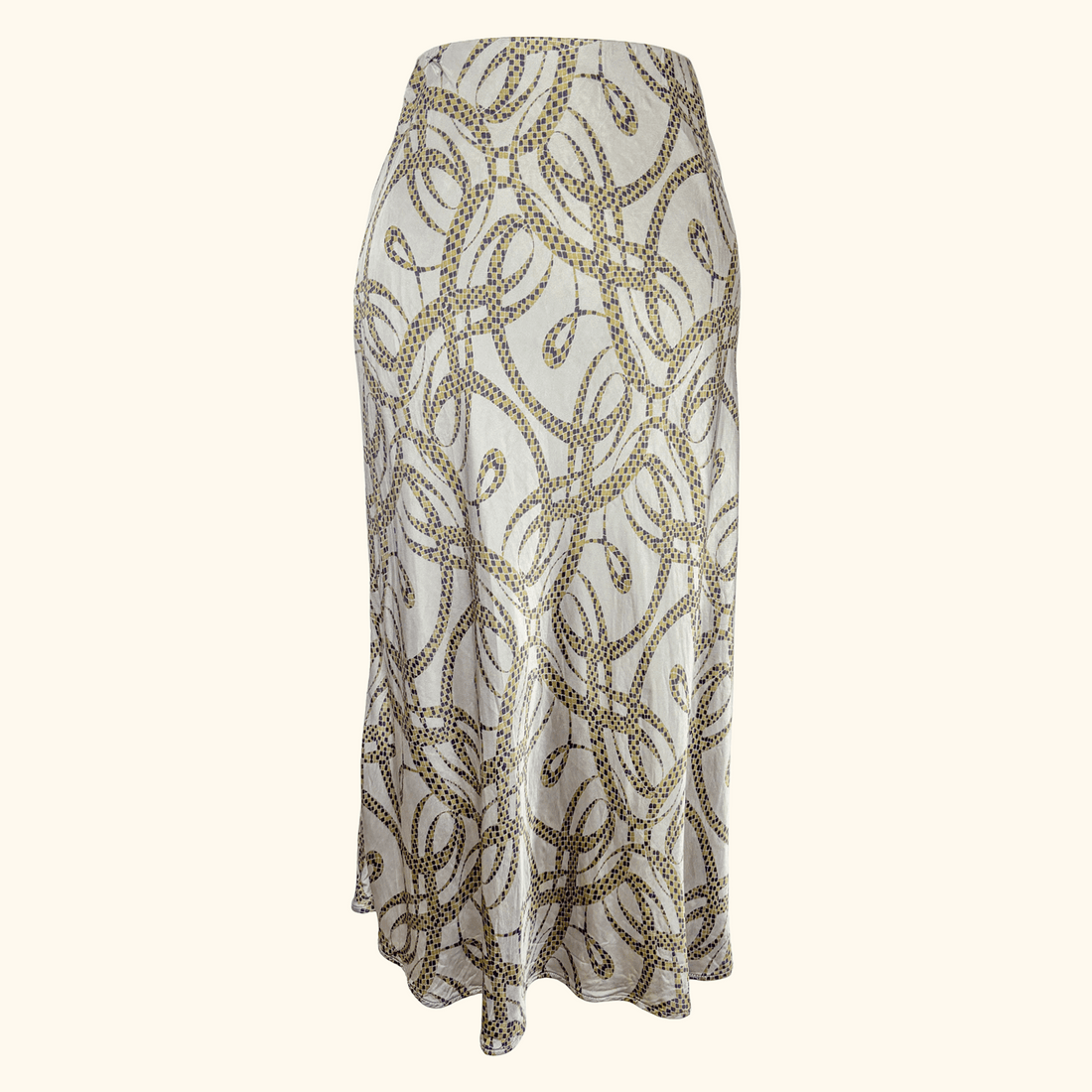 Richard Allen x H&amp;M Khaki Patterned Satin Midi Skirt - Size 16