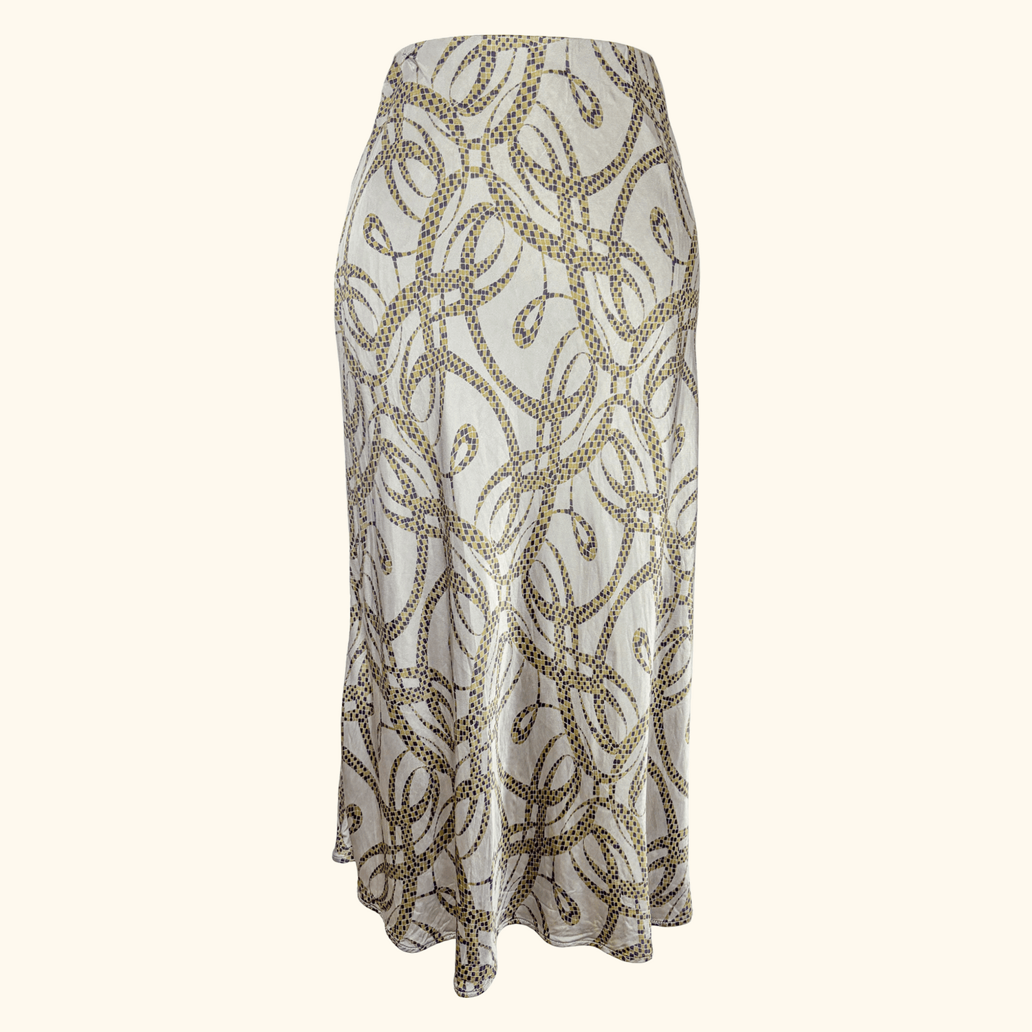 Richard Allen x H&amp;M Khaki Patterned Satin Midi Skirt - Size 16