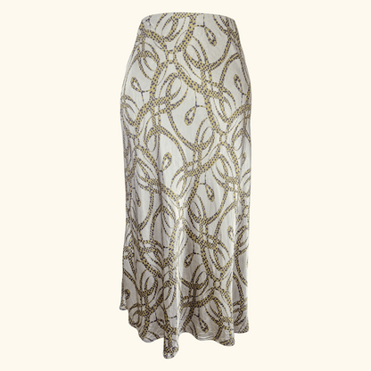 Richard Allen x H&amp;M Khaki Patterned Satin Midi Skirt - Size 16