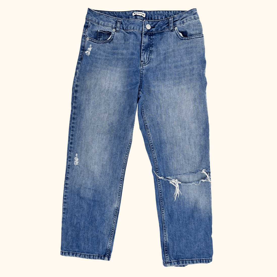Whistles Distressed Cropped Straight Leg Jeans - Size 29inch Whistles