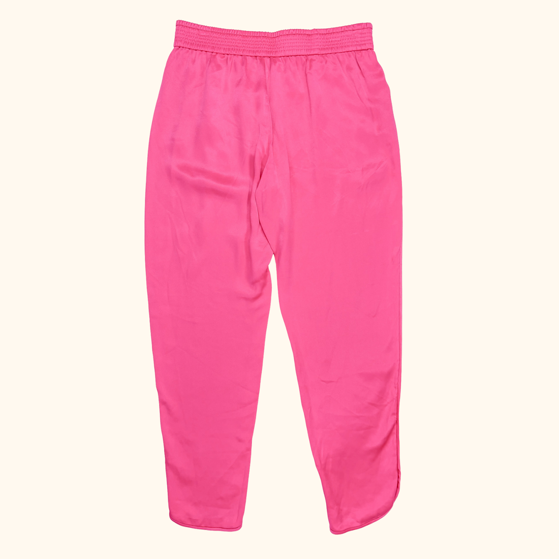 Zara Fuschia Pink Satin Cropped Trousers - Size Medium