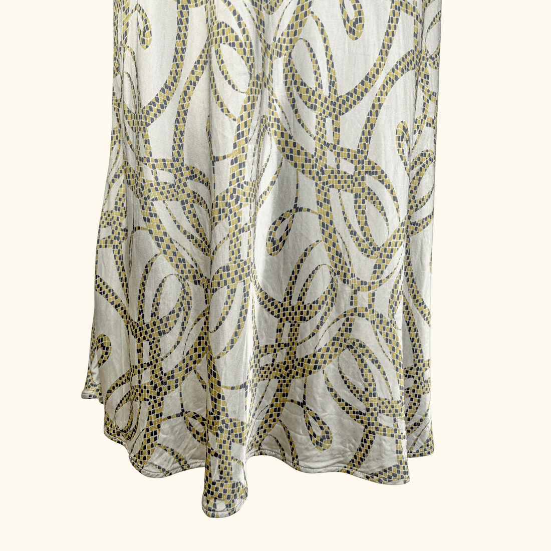 Richard Allen x H&amp;M Khaki Patterned Satin Midi Skirt - Size 16