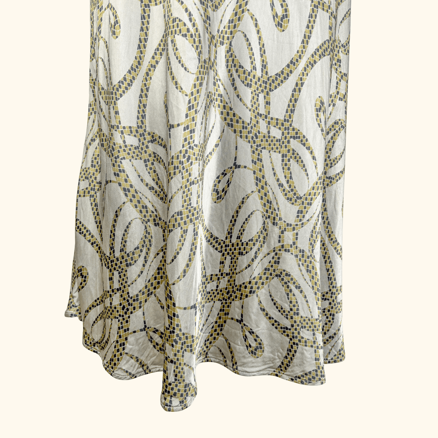 Richard Allen x H&amp;M Khaki Patterned Satin Midi Skirt - Size 16