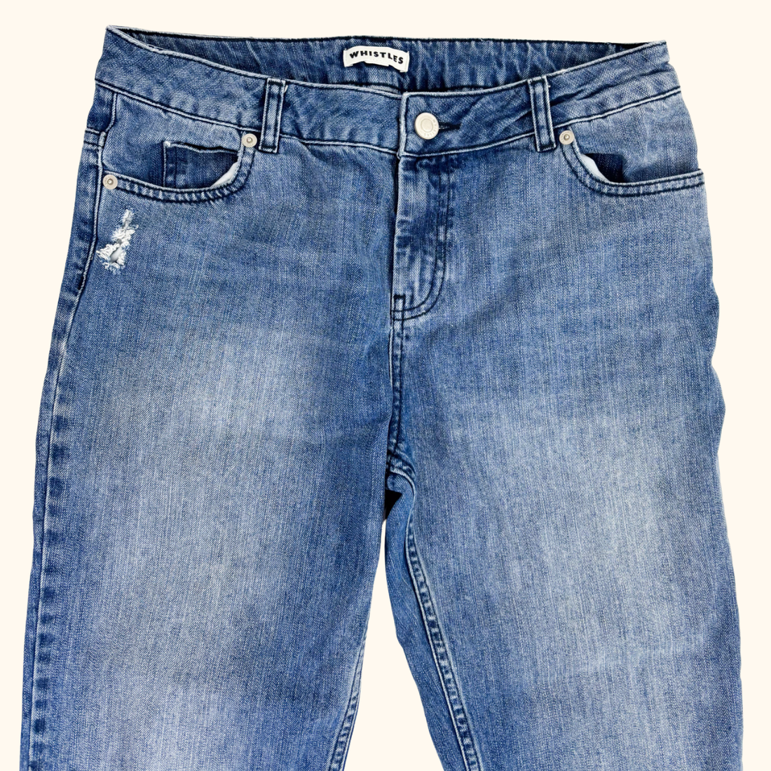 Whistles Distressed Cropped Straight Leg Jeans - Size 29inch
