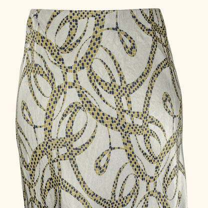 Richard Allen x H&amp;M Khaki Patterned Satin Midi Skirt - Size 16