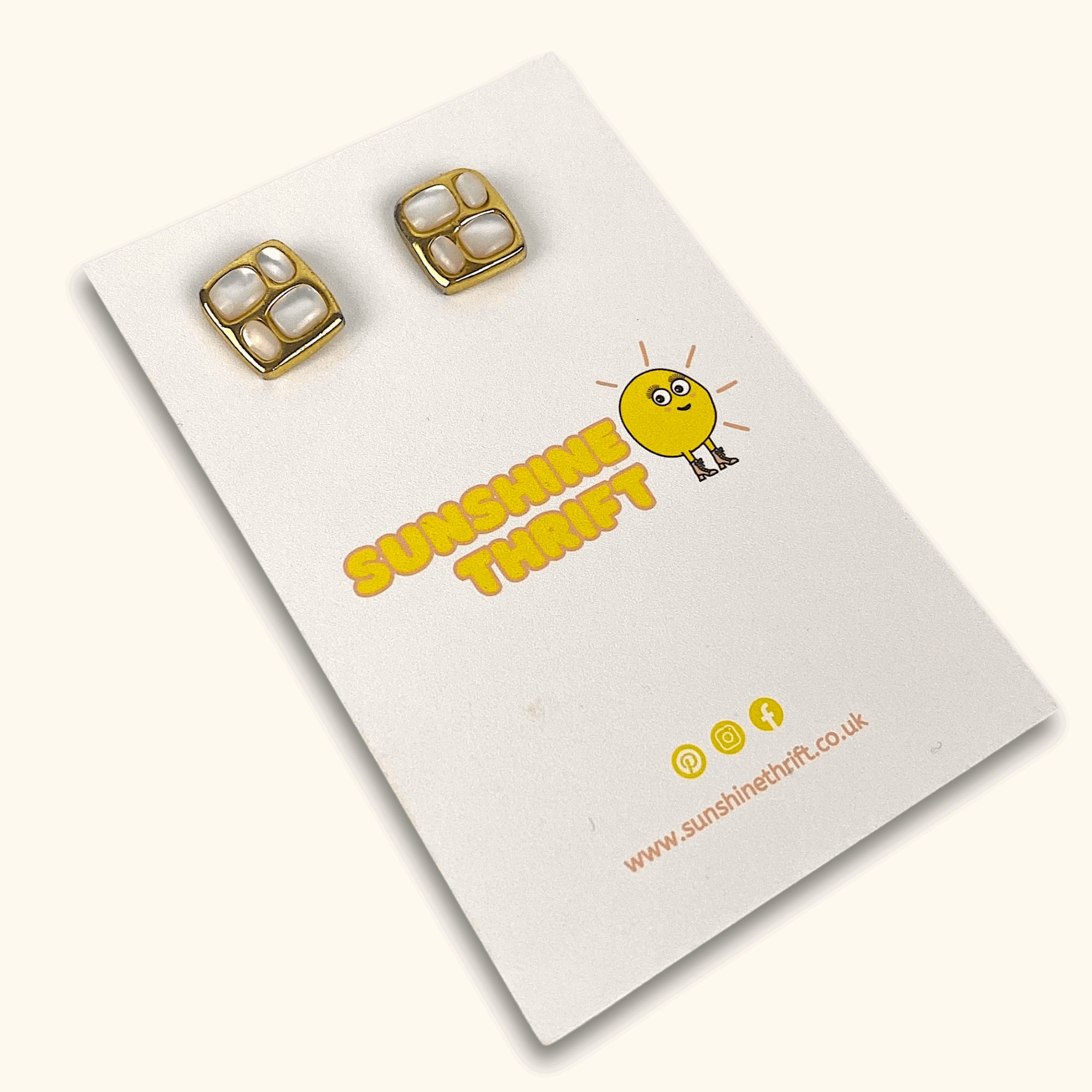 Gold Art Deco Retro Stud Earrings - Sunshine Thrift - Jewellery