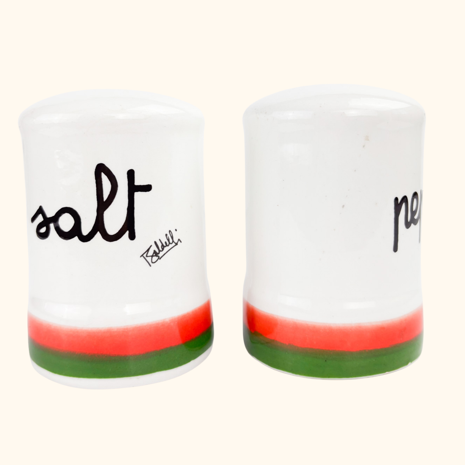 Baldelli Italy Striped Ceramic Salt and Pepper Shakers -  - Kitchenware