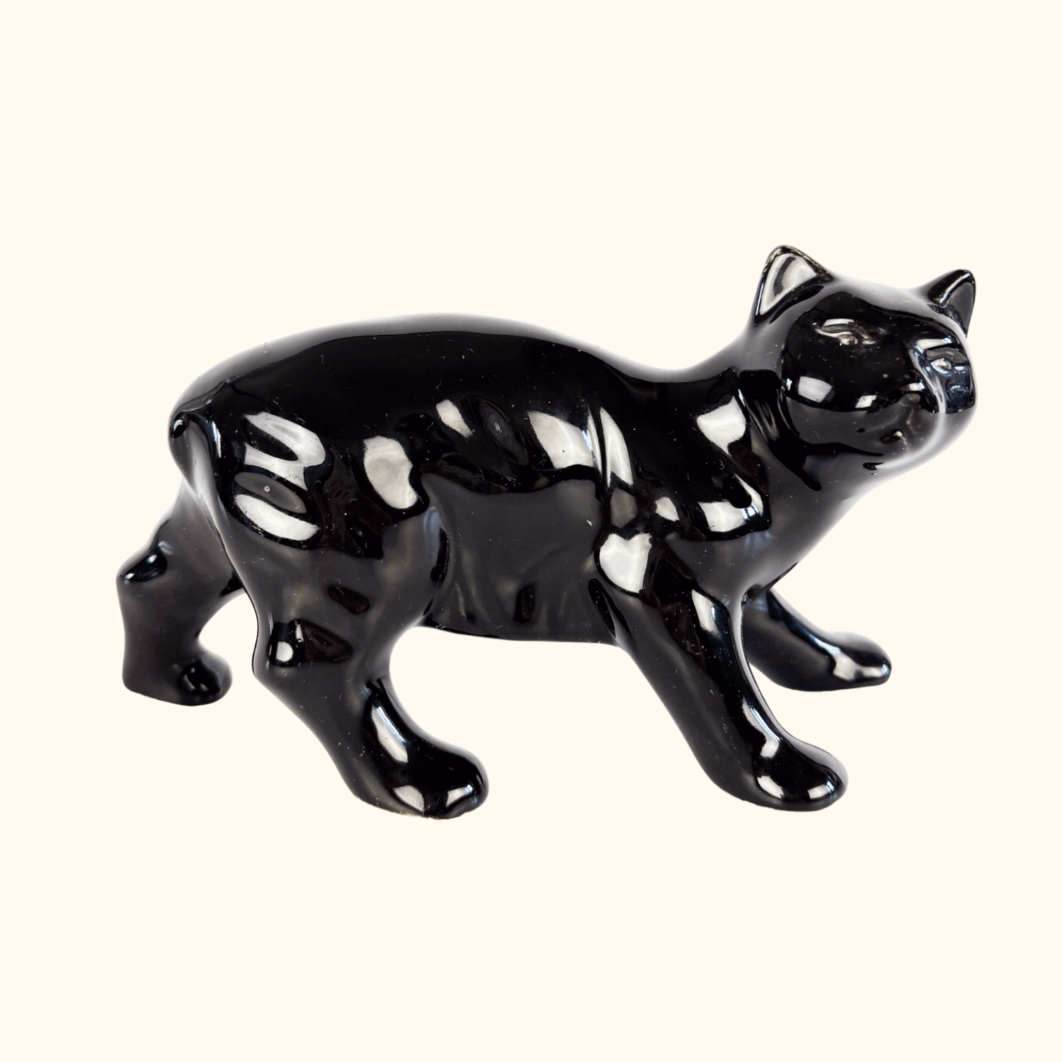 Small Black Cat Prowling Figurine Sunshine Thrift