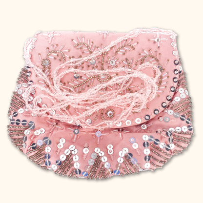 Pink Beaded Crossbody Bag