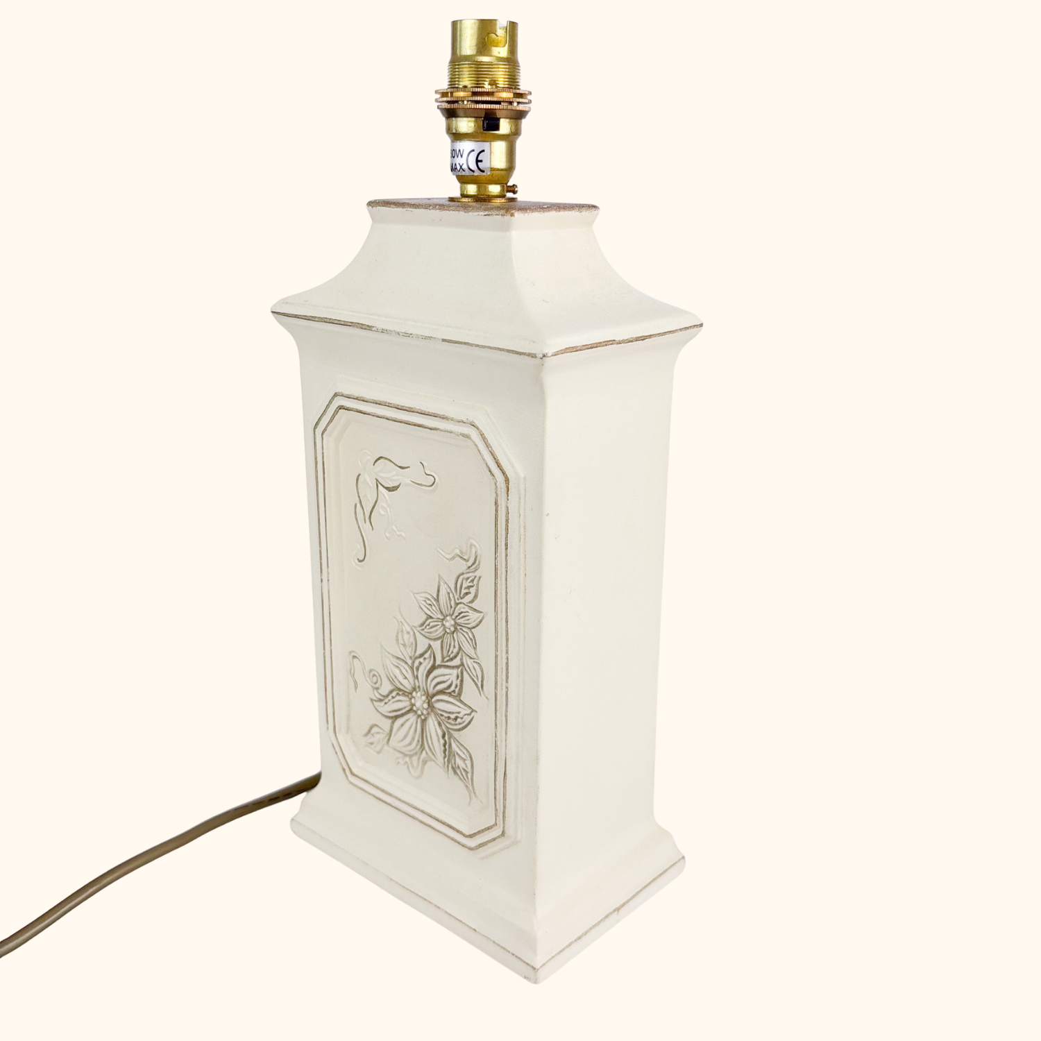 M&amp;S Floral Column Ceramic Table Lamp Base M&amp;S Home