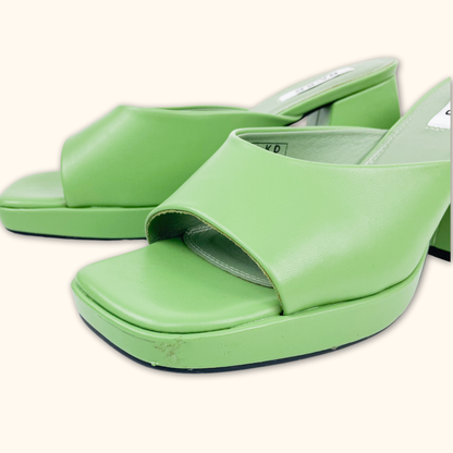 Na-kd Green Block Platform Heels - Size 8