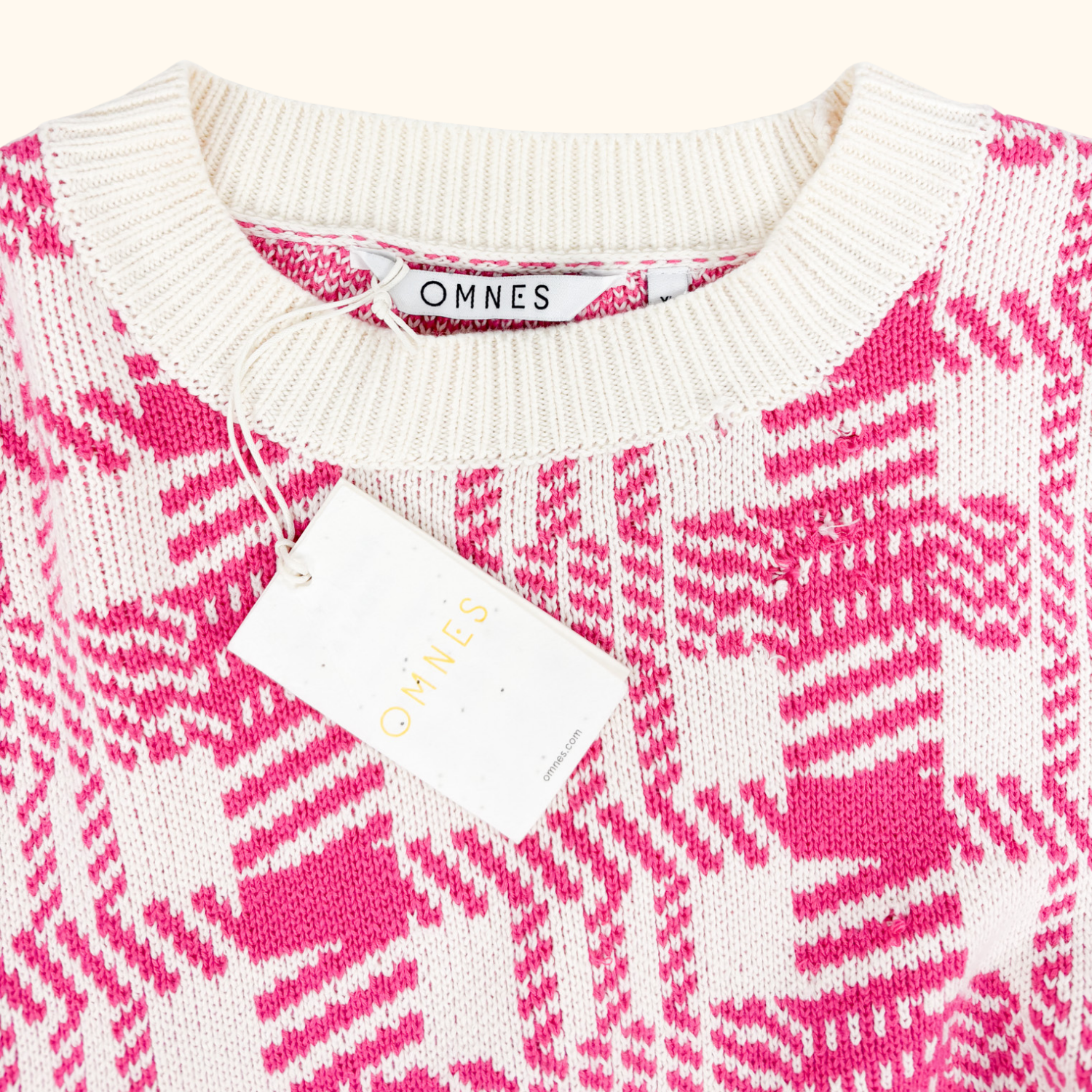 Omnes Pink Check Cotton Jumper - Size XL Omnes