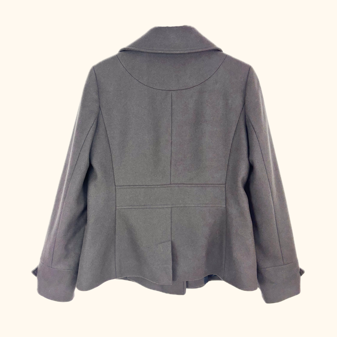 Reiss Dark Grey Double Breasted Wool Blend Peacoat - Size Medium Reiss