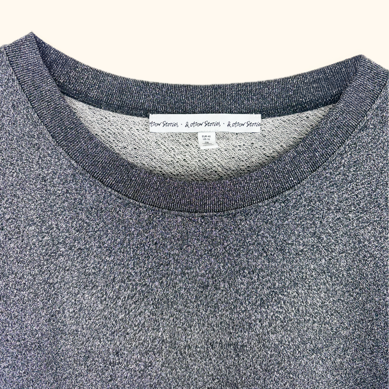 &amp; Other Stories Silver Metallic Long Sleeve Jumper - Size 12 &amp; Other Stories