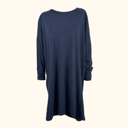 Cos Navy Blue Jersey Silk Midi Dress - Size Large Cos