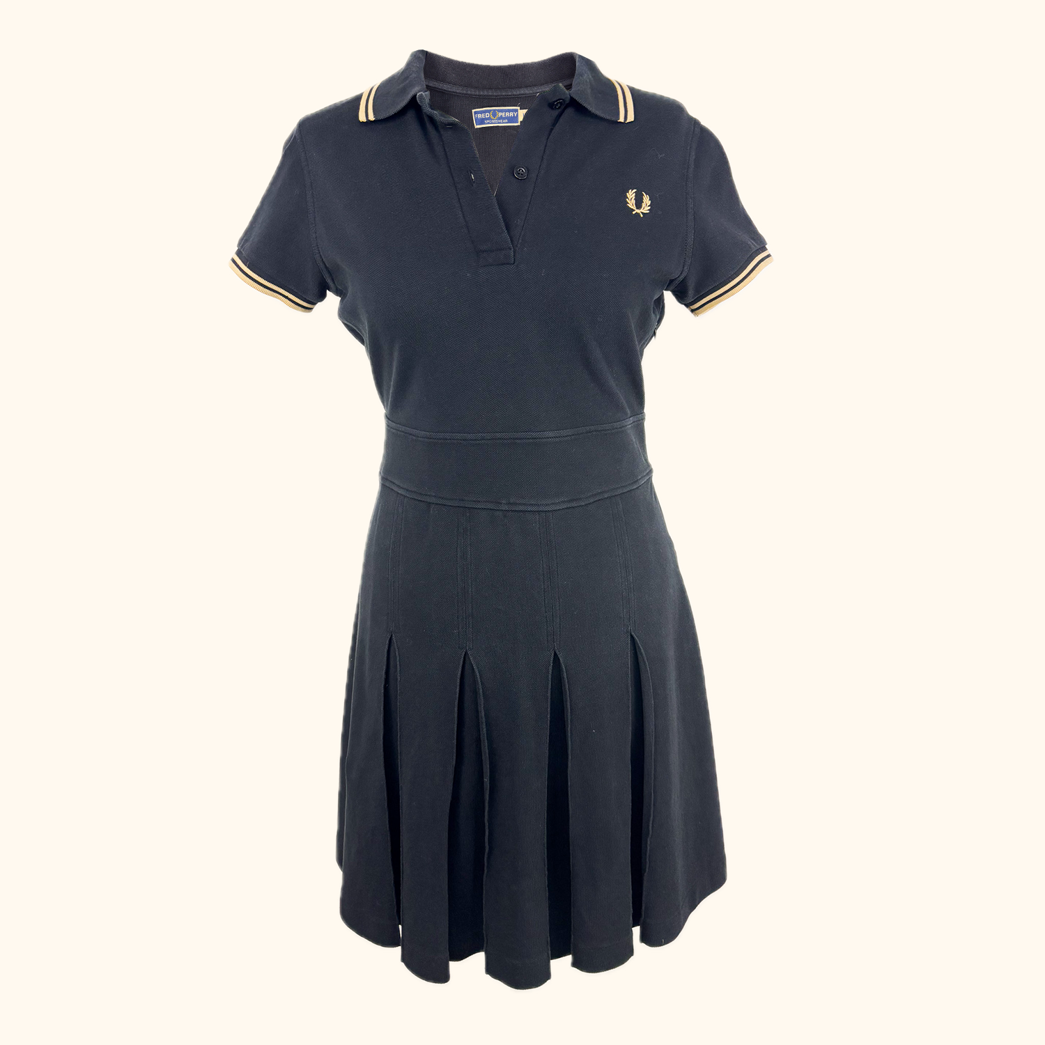 Fred Perry Black Tipped Pleated Tennis Dress - Size 12 -  - Dresses