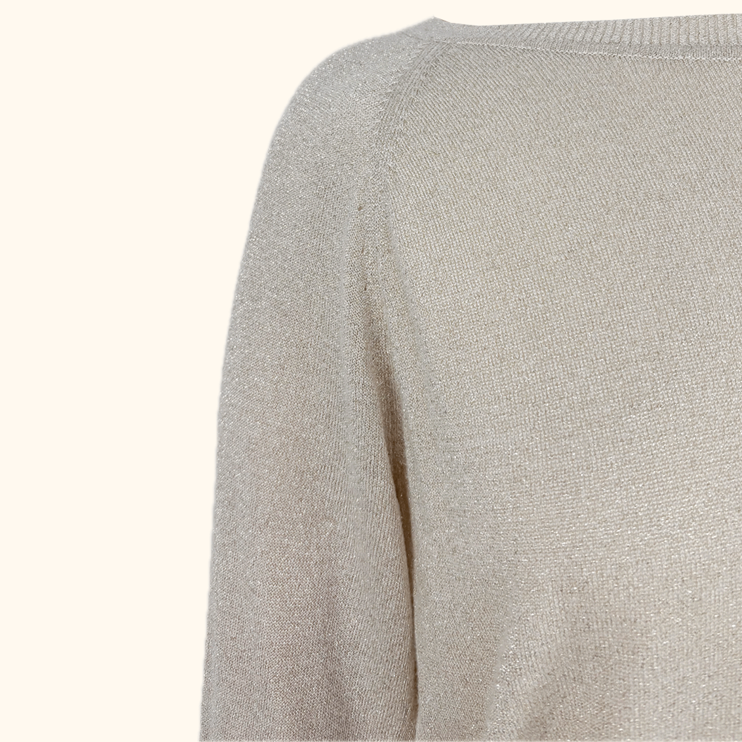 Whistles Cream Metallic Long Sleeve Top - Size 10 Whistles