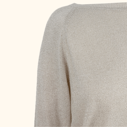 Whistles Cream Metallic Long Sleeve Top - Size 10 Whistles