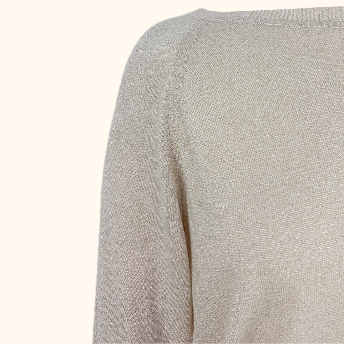 Whistles Cream Metallic Long Sleeve Top - Size 10