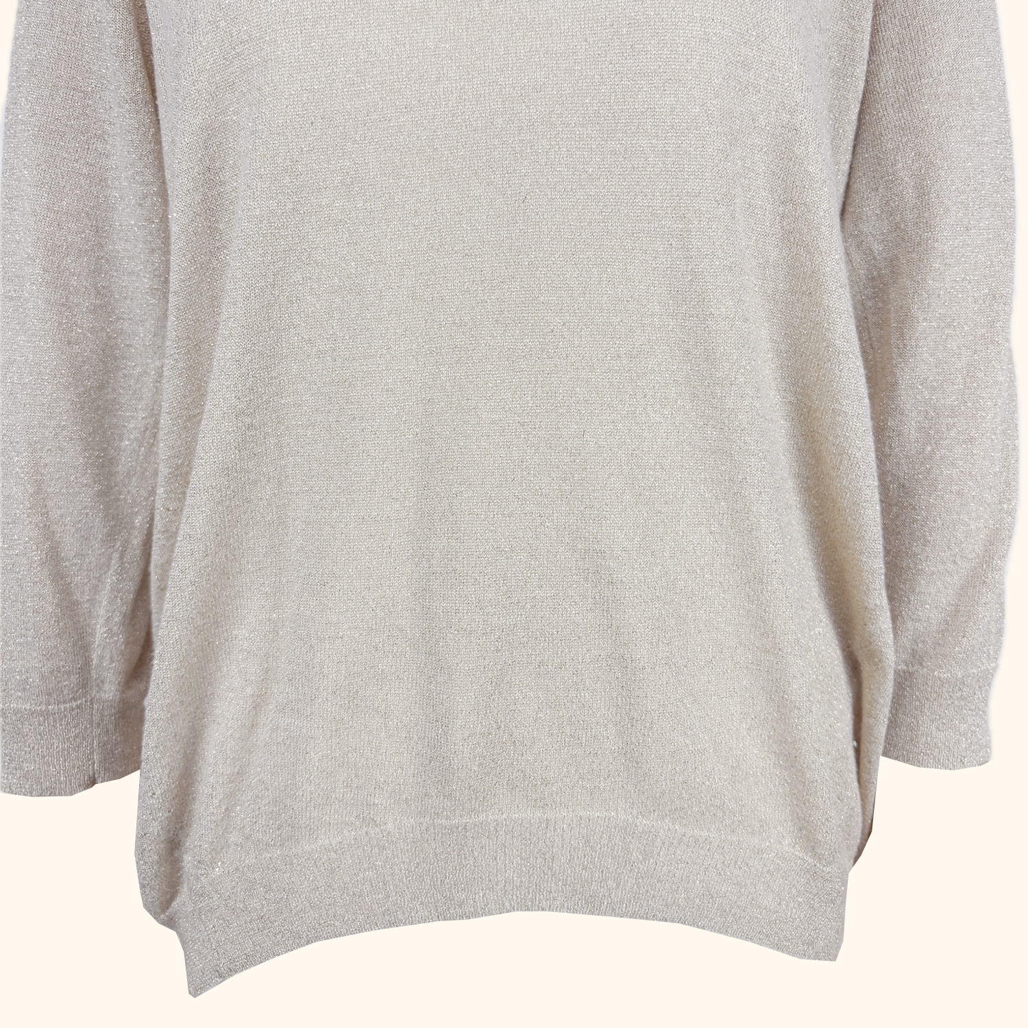 Whistles Cream Metallic Long Sleeve Top - Size 10 Whistles