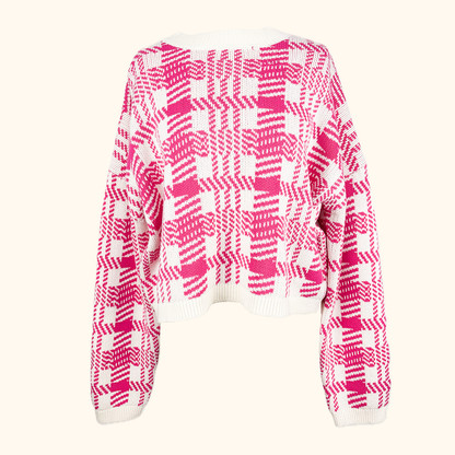Omnes Pink Check Cotton Jumper - Size XL Omnes