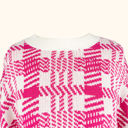 Omnes Pink Check Cotton Jumper - Size XL Omnes